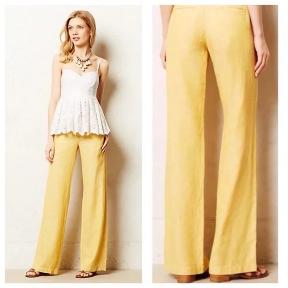 Pilcro and The Letterpress by Anthropologie Wide Leg Linen Pants